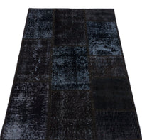 Black and Navy Blue Patchwork Rug 80x150 cm (2'7" x 4'11")