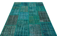 Turquoise Geometric Turkish Area Rug 158x230 cm (5'2" x 7'7")