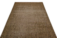 Brown & Beige Floral Hand-Knotted Turkish Rug 160x258 cm (5'3" x 8'6")
