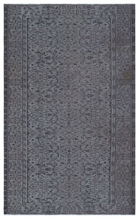 Antrasit Gri Halı Madalyon Desenli Düz Dokulu Yün 161x248 cm 27385