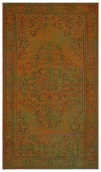 Vintage Teppich Grün Orange mit Medaillon-Muster 162x280 cm