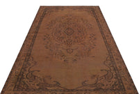 Brown & Beige Medallion Hand-Knotted Wool Rug 158x262 cm (5'2" x 8'7")