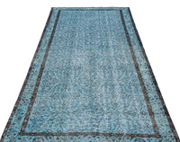 Turquoise & Grey Floral Hand-Knotted Wool Rug 143x260 cm (4'8" x 8'6")
