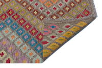 Gray & Multicolor Geometric Flatweave Kilim Rug 202x251 cm (6'8" x 8'3")