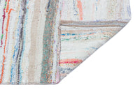 Beyaz El Dokuma Halı Çizgili Bohem Stil Kök Boyalı 102x296 cm 31678