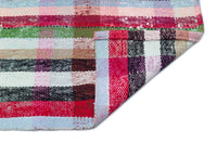 Multicolour Checkered Wool Flatweave Kilim Runner Rug 84x231 cm (2'9" x 7'7")