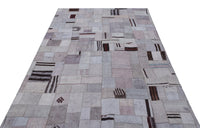 White Geometric Flatweave Kilim Rug 161x230 cm (5'3" x 7'7")