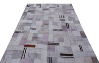 Gri Beyaz Bohem Patchwork Salon Halısı - El Dokuma