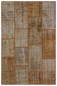 Brown and Beige Geometric Hand-Woven Wool Rug 120x180 cm (3'11" x 5'11")