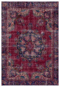 Burgundy Medallion Turkish Rug, Hand-Knotted Wool 186x270 cm (6'1" x 8'10")