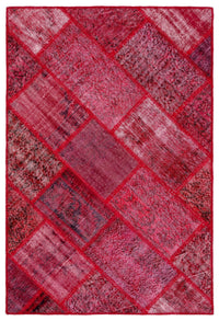 Roter handgewebter Kelim mit geometrischem Muster 123x181 cm