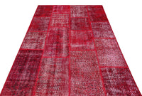 Red and Grey Geometric Hand-Knotted Wool Rug 161x230 cm (5'3" x 7'7")