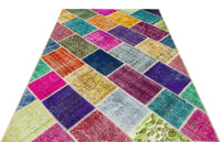 Colorful Geometric Vintage Wool Area Rug 161x230 cm (5'3" x 7'7")