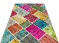 Multicolor Geometric Hand-Knotted Wool Rug 122x183 cm (4' x 6')