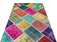 Çok Renkli El Dokuma Halı Yün Eskitme 122x184 cm 36222