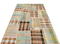 Multicolored Geometric Hand-Woven Wool Rug 146x213 cm (4'9" x 7')