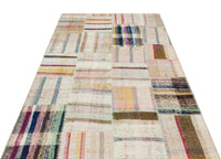 Krem Mavi Bohem Patchwork Salon Halısı