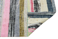 Mehrfarbiger Wollteppich mit modernen Streifen, handgewebt 178x314 cm