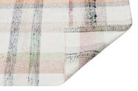 White Geometric Flatweave Kilim Runner Rug 94x219 cm (3'1" x 7'2")