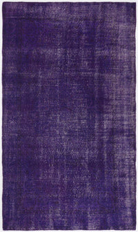 Einfarbiger Overdyed Vintage Teppich in Lila 197x274 cm