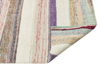 Cream and Purple Striped Modern Kilim Rug 152x300 cm (5' x 9'10")