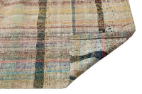 Beige & Multicolored Striped Hand-Woven Wool Kilim Rug 180x277 cm (5'11" x 9'1")
