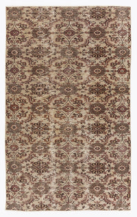 Bej El Dokuma Halı Çiçek Desenli Yün 151x247 cm 6591