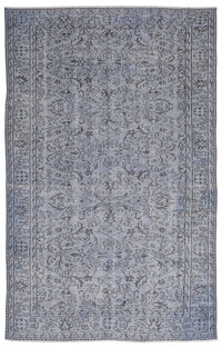 Handgeknüpfter Wollteppich mit Blumenmuster in Blau & Grau 174x272 cm