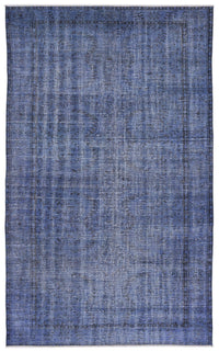 Abstract Blue and Navy Hand-Knotted Wool Rug 173x287 cm (5'8" x 9'5")