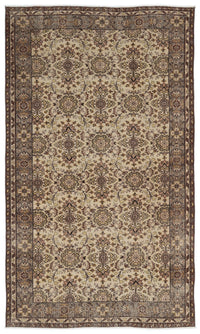 Beiger handgeknüpfter Wollteppich mit Blumenmuster 167x279 cm