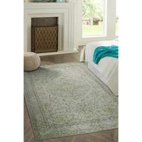 Green and Cream Medallion Distressed Area Rug