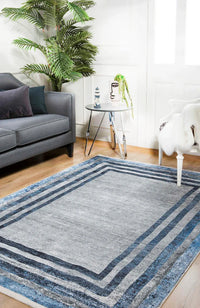 Blue and Grey Geometric Area Rug