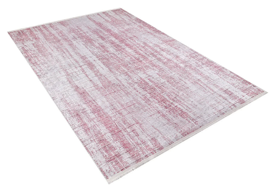 Beyaz Modern Soyut Halı - Yıkanabilir - Kaymaz Taban - Pati Dostu