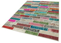 Handmade Multicolor Patchwork Rug with Cream Tones 173x228 cm (5'8" x 7'6")