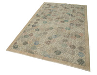 Beige and Grey Geometric Hand-Knotted Wool Rug 153x261 cm (5' x 8'7")