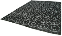Vintage Wollteppich in Schwarz & Grau Geometrisch 296x376 cm