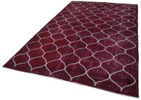 Bordo Krem Eskitme Geometrik Salon Halısı
