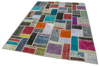 Colorful Geometric Patchwork Turkish Rug 173x236 cm (5'8" x 7'9")