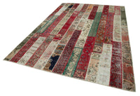 Patchwork Çok Renkli El Dokuma Halı Kırmızı Tonlu 202x300 cm