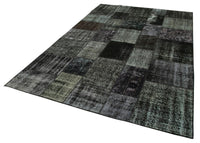 Großer Patchwork-Teppich Grau & Schwarz Geometrisch 198x300 cm