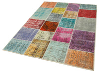 Çok Renkli Patchwork Yün El Dokuma Halı 144x209 cm 31749