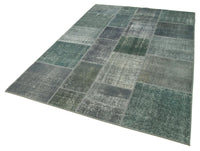 Green & Grey Geometric Patchwork Rug 171x243 cm (5'7" x 8')