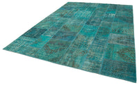 Large Turquoise Vintage Patchwork Rug 251x351 cm (8'3" x 11'6")