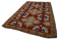 Vintage Teppich Bordeaux mit geometrischem Muster, handgewebt, 208x331 cm