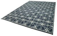 Lacivert Krem Modern Geometrik Salon Halısı