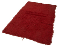 Roter handgeknüpfter Vintage Wollteppich 122x200 cm | Unikat