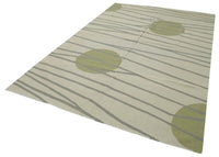 Cream and Grey Geometric Dhurrie Kilim Rug 194x295 cm (6'4" x 9'8")