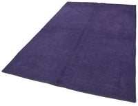 Violetter Teppich uni, handgewebter Vintage Wollteppich 169x258 cm