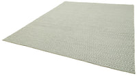 Light Grey Geometric Flatweave Wool Kilim Rug 274x366 cm (9' x 12')