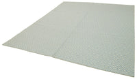 Blue & Cream Geometric Flatweave Kilim Rug 246x305 cm (8'1" x 10')